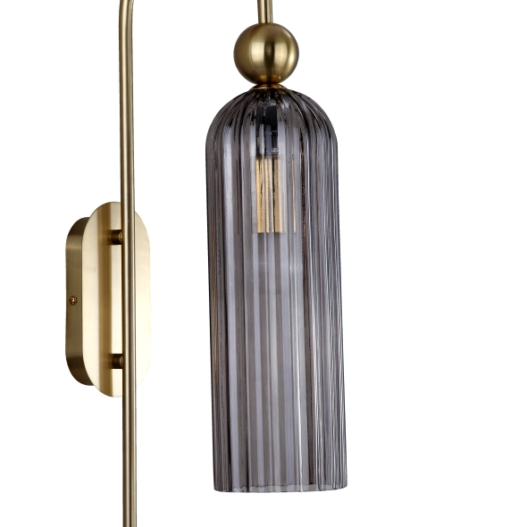 Lampa ścienna Piega dymiony szklany kinkiet na przedpokój