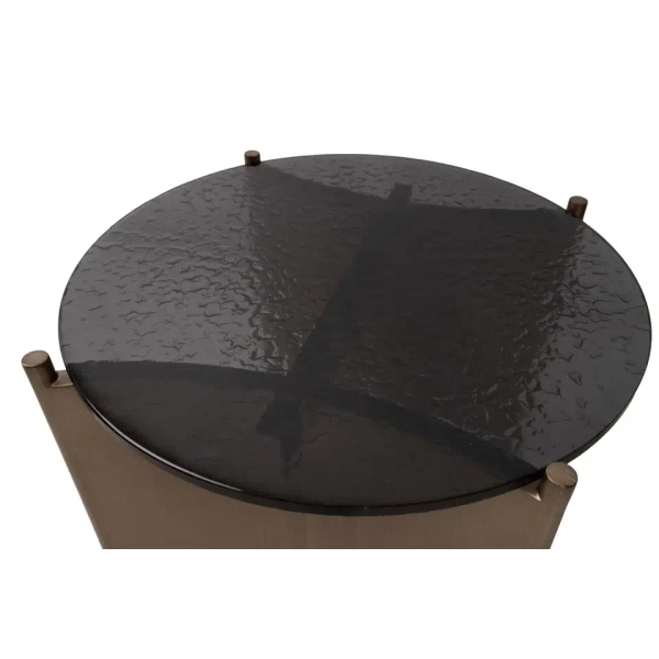 Nowoczesny stolik kawowy MANTA MM001501100396 czarny złoty szklany 50cm
