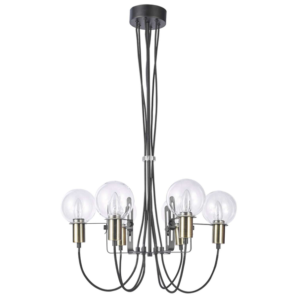 Żyrandol LAMPA wisząca GIANNI MD16096-6B Italux metalowa OPRAWA zwis szklane kule balls przezroczyste