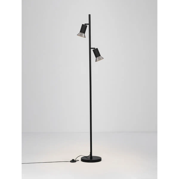 Lampa stojąca z regulacją MARENZO LE45613 podwójna czarna brązowa