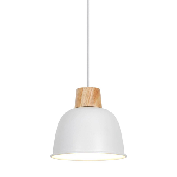 Metalowa lampa wisząca Orlo P21031M Zumaline nad stół biały drewniany