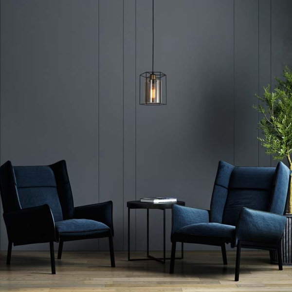 Industrialna LAMPA wisząca KALULA PND-78901-1-BK+SG Italux metalowy ZWIS druciany do przedpokoju czarny