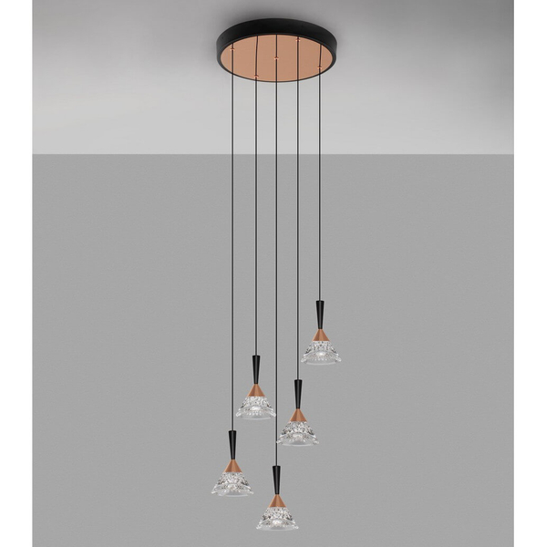 Kaskadowa lampa wisząca GUAY LE44215 LED 30W 3000K stożki czarna złota