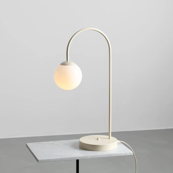 Stołowa lampka kulista UNA 1116B9 szklana okrągła biała beżowa