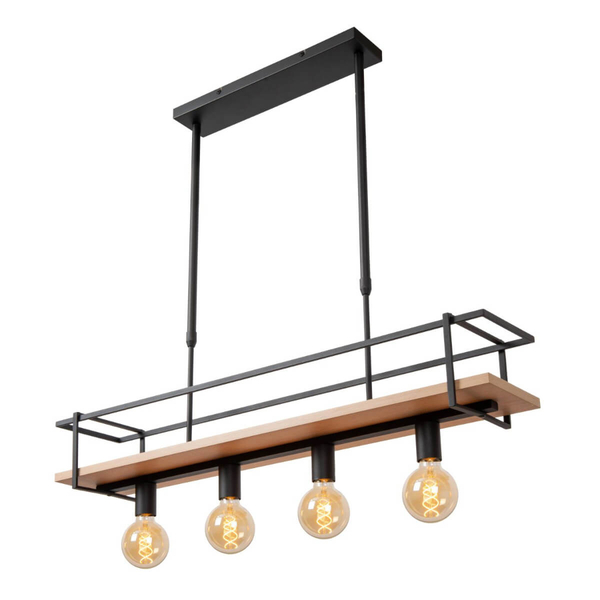 Lampa wisząca nad wyspę Milonga 21432/04/30 metal drewno czarna