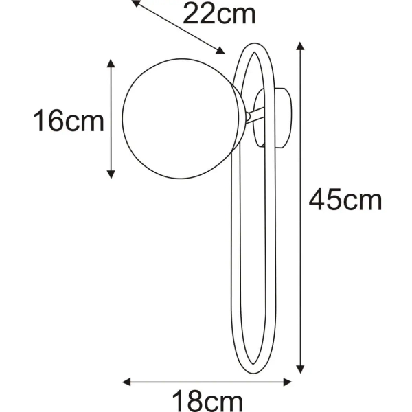 Lampa ścienna Finestra K-4964 szklana kula biała czarna