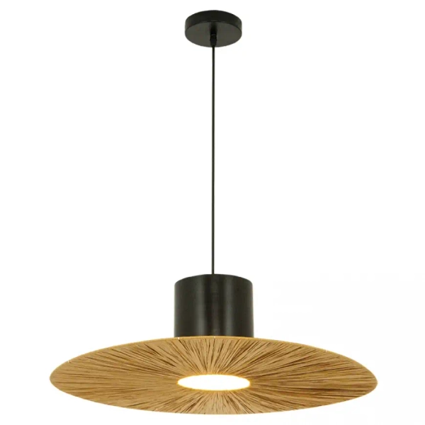 Ekologiczna wisząca lampa 23070 kapelusz papierowy czarny