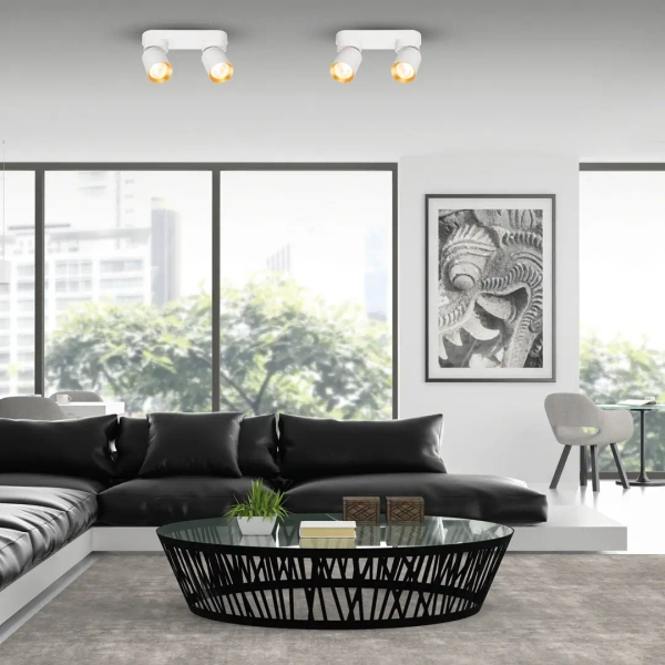 Podwójna lampa sufitowa ANDY ML9934 do salonu biało złoty