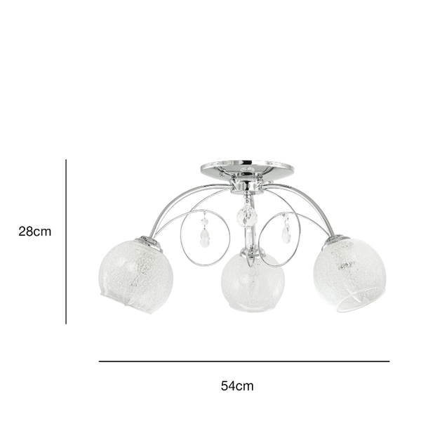 Kryształowa lampa sufitowa 8823/3 8C do gabinetu chrom