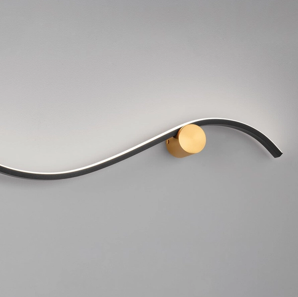 Ścienna lampa do sypialni CUZCO LE44312 LED 14W 3000K falowana czarna złota