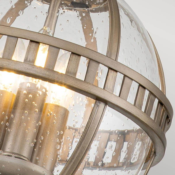 Wisząca lampa na taras Halleron KL-HALLERON-8M-BU Kichler kula IP44 brąz przezroczysty