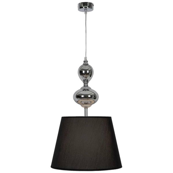 Lampa wisząca MEGAN T15027-1P abażurowa klasyczny zwis chrom czarna