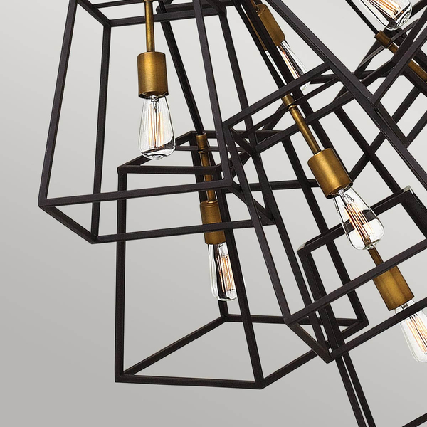 Metalowa lampa wisząca Fulton HK-FULTON-7P loftowa czarna mosiądz
