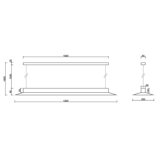 Zwisowa podłużna lampa Yottsu YOB611P02 LED 19,2W 3000K biały