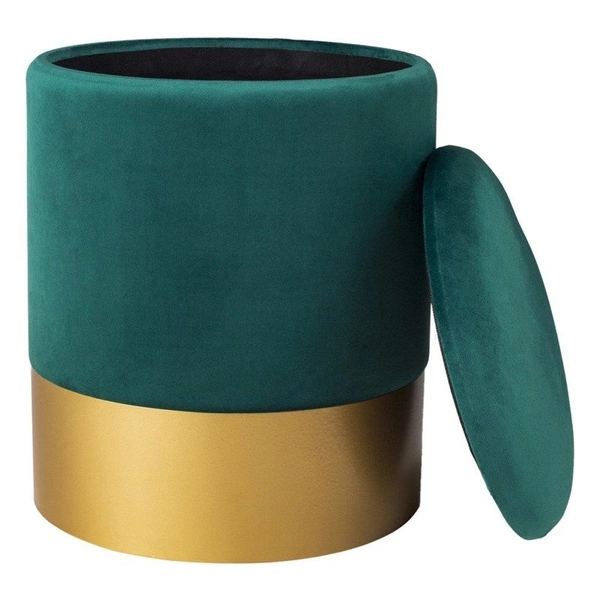 Welurowy puf Velvet VWF17B00B-S-Z Moos złoty butelkowa zieleń