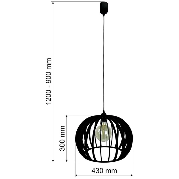 Druciana LAMPA wisząca 137623690555 TEAM metalowa OPRAWA loftowy ZWIS klatka kula ball hygge czarna