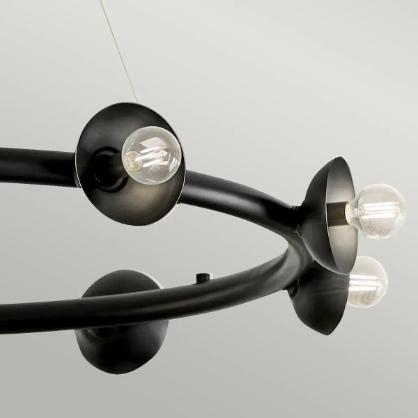 Industrialny żyrandol do salonu Palta KL-PALTA9-BK ring metalowy czarny