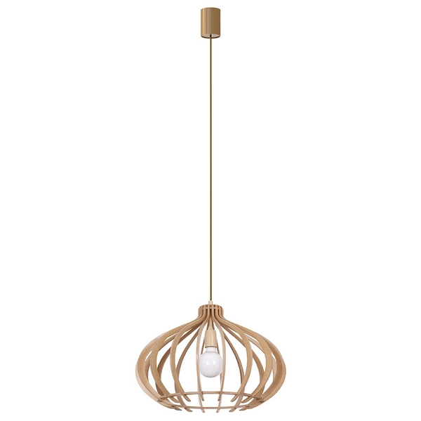 Drewniana lampa wisząca Ika 4174 ekologiczna klatka do salonu