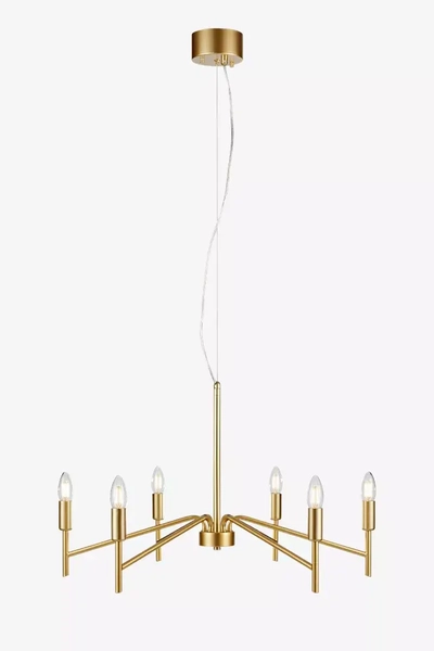 Retro żyrandol świecznikowy Monarch do jadalni złoty