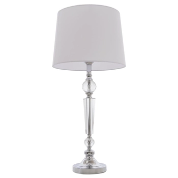 Eklektyczna lampa stołowa Charlotte T01295CH-WH Cosmolight metal tkanina srebrna biała