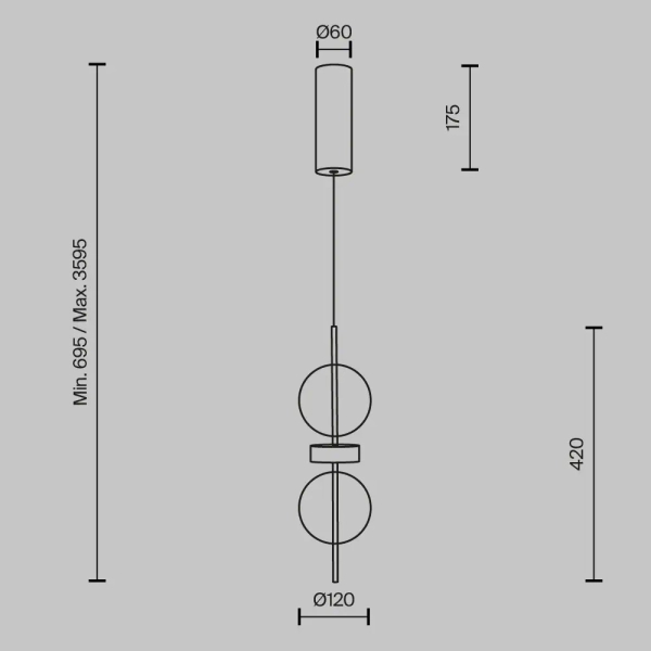 Kulista lampa wisząca Double Moon MOD478PL-L8B3K czarna LED 8W 3000K nad stół