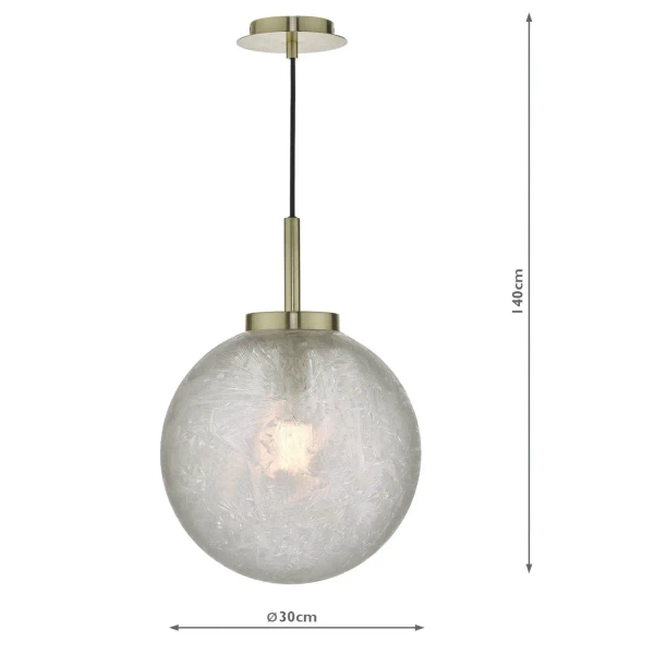 Kulista wisząca lampa Avari AVA0141 szklana kula mosiądz szary