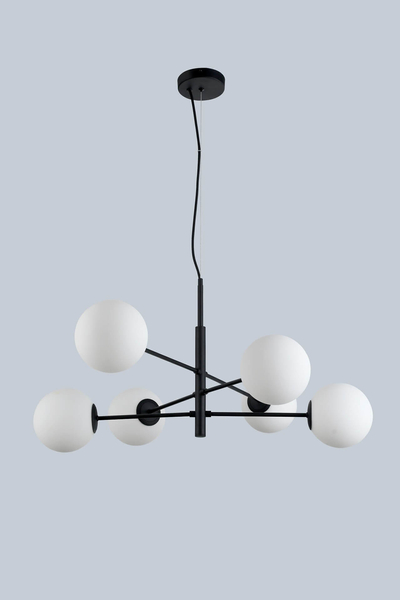 Nowoczesna lampa wisząca Oviedo do salonu balls czarna biała