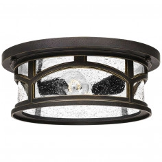 Plafon LAMPA sufitowa stropowa Marblehead QZ-MARBLEHEAD-F Elstead QUOIZEL okrągła OPRAWA ogrodowa zewnętrzna outdoor IP44 brązowa
