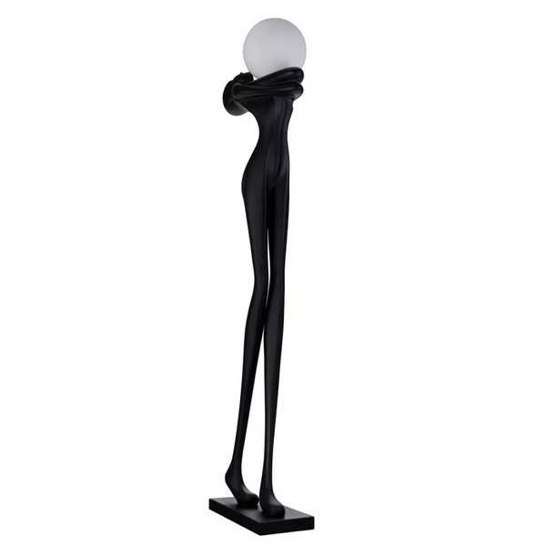 Stojąca lampa HESTIA czarna biała AZ6787 1xE27 kulista ściemnialna