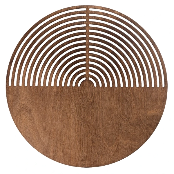 Ścienna lampa drewniana Lunar Wood 11015 okrągła ażurowa brązowa