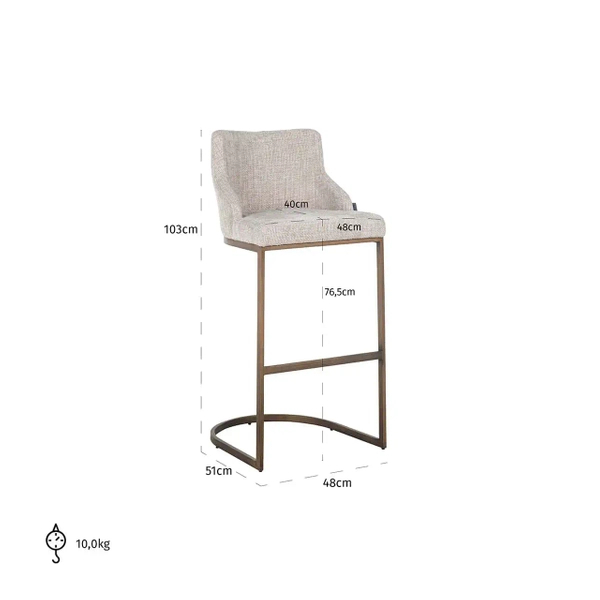 Welurowe barowe krzesło Bolton S4580 NATURAL do baru beżowe