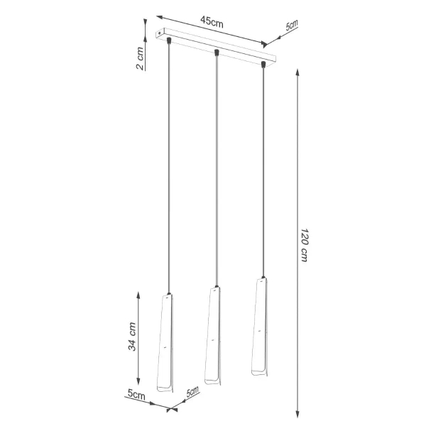 Wisząca lampa potrójna Prysm SL.1399 Sollux tubki do salonu biała