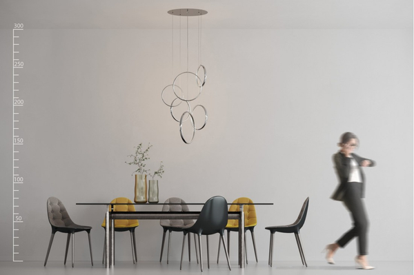 Kaskadowa lampa wisząca glamour AZ2450 OLIMP LED 80W 3000K ringi szara