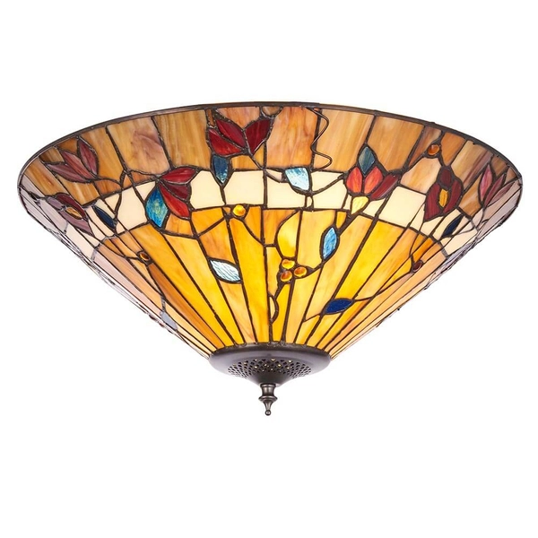 Witrażowa lampa sufitowa Bernwood 63948 Interiors Tiffany czarna kolorowa