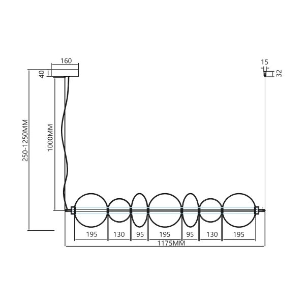 Sypialniana lampa wisząca DAPHNE ML0349 LED 40W 3000K złota bursztynowa