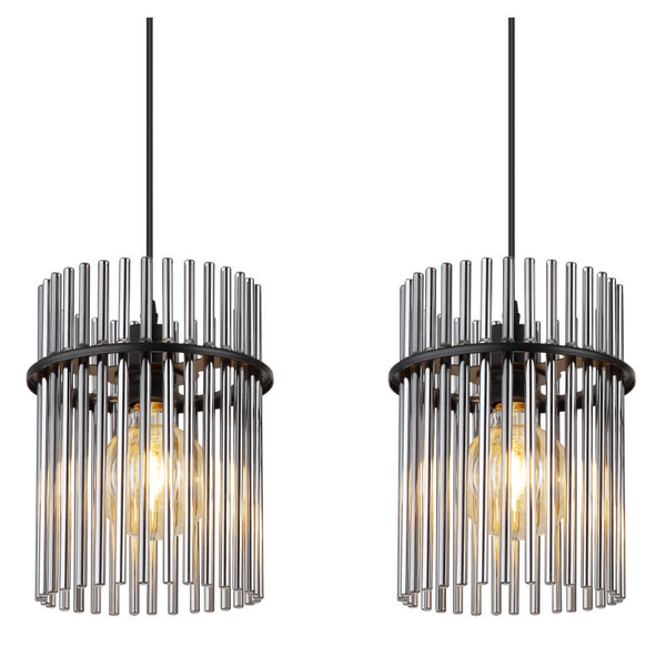 Szklana lampa wisząca GORLEY 15698-3H potrójna do jadalni czarna
