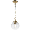 Kulista lampa wisząca Tabby FE-TABBY-P-S-BB szklana na łańcuchu mosiądz