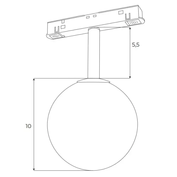 Szynowa magnetyczna lampa do systemu Dali M0016D LED 5W 3000K kula czarny