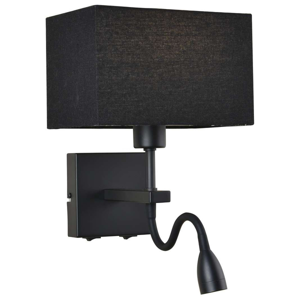 Kinkiet LAMPA ścienna NORTE WL-1122-2-BL-BM-RC-BL Italux abażurowa OPRAWA klasyczna LED 3W 3000K z peszlem czarna