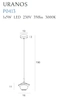 Lampa wisząca URANOS P0413 marmurowa LED 1,5W 3000K planeta biała złota