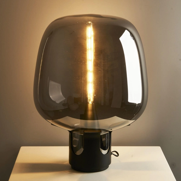 Stołowa lampka przydymiona FATA ST-7278-S BLACK bańka do sypialni czarny