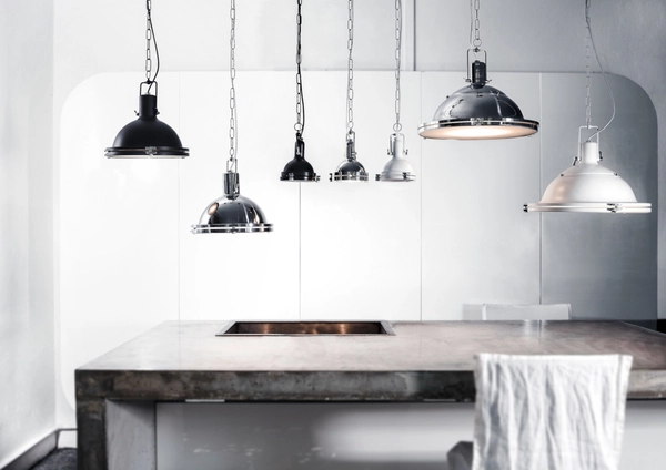 Industrialna LAMPA wisząca NAUTILIUS M 10265101 Kaspa metalowa OPRAWA okrągły ZWIS na łańcuchu biały