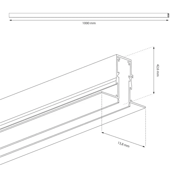 Podtynkowa szyna magnetyczna 100cm Magnetic Track ML2181 czarny