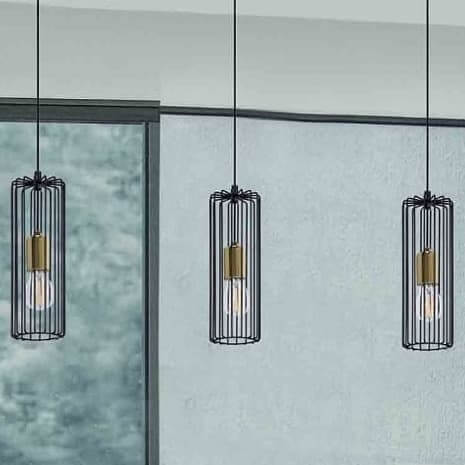 Lampa wisząca Gabia K-4936 druciak nad wyspę czarny złoty