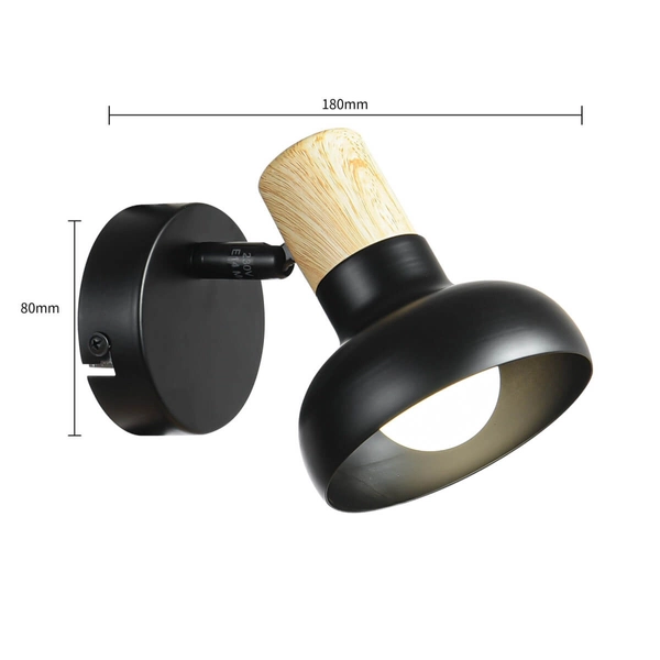Kinkiet LAMPA ścienna Arezzo LP-1420/1W BK Light Prestige metalowa OPRAWA regulowany reflektorek drewniany czarny