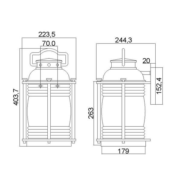Kinkiet elewacyjny Ashland Bay KL-ASHLANDBAY2-L-BU Kichler metalowa IP44 brązowa