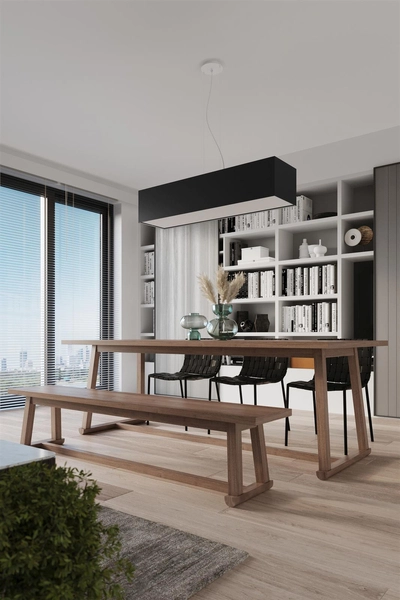 Abażurowa lampa wisząca SL.0782 prostokątna nad stół czarna