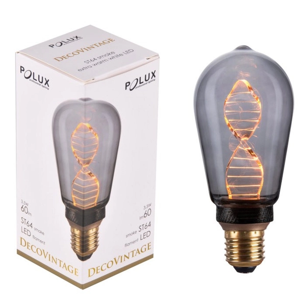 Loftowa żarówka przydymiona DecoVintage 317681 Polux ST64 LED E27 edison 3,5W 60lm 230V biała ciepła