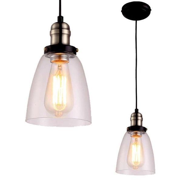 Skandynawska LAMPA wisząca K-8036B-1 Kaja loftowa OPRAWA szklany ZWIS czarny przezroczysty