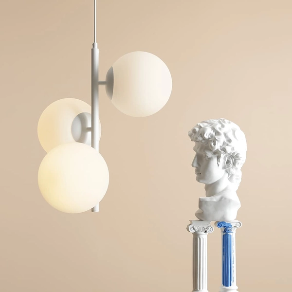 Salonowy zwis Fin 1120E_M Aldex molekuły szklane nad stół biały